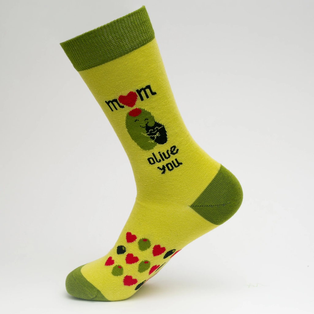 Mom, Olive You Socks | Dark Green Socks | Socks To Be You