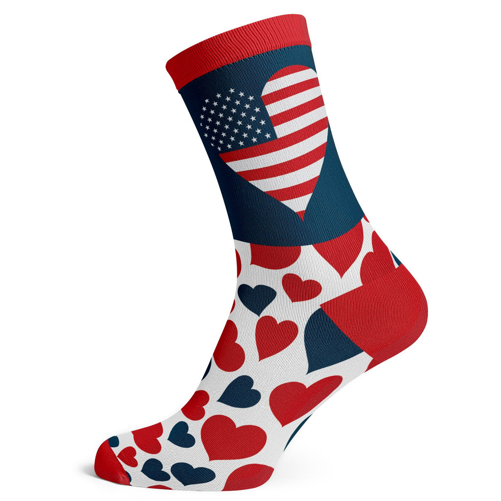 Americana Patriotic Hearts Socks