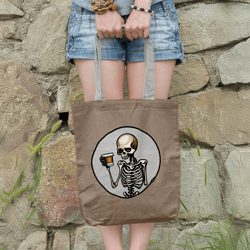 Drunk Skeleton Tote Bags - Socks To Be You