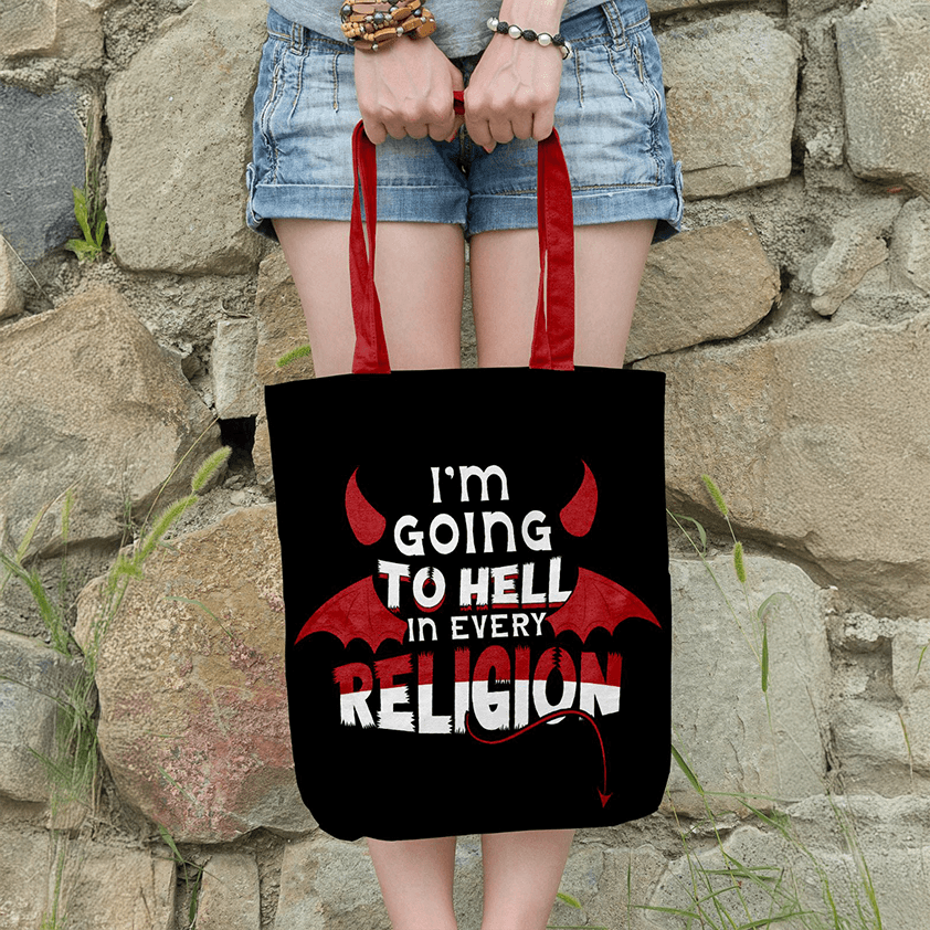 Going To Hell Tote Bags - Socks To Be You