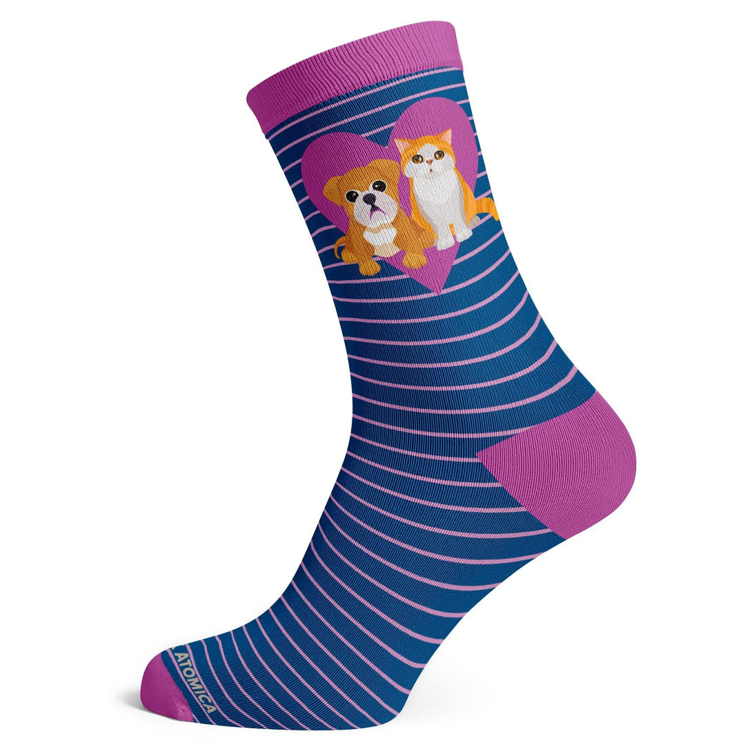Animals Cats And Dog Hearts Socks - Socks To Be You