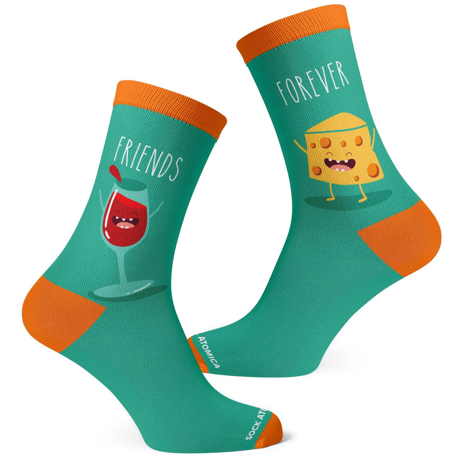 Wine And Cheese Friends Socks - Socks To Be You