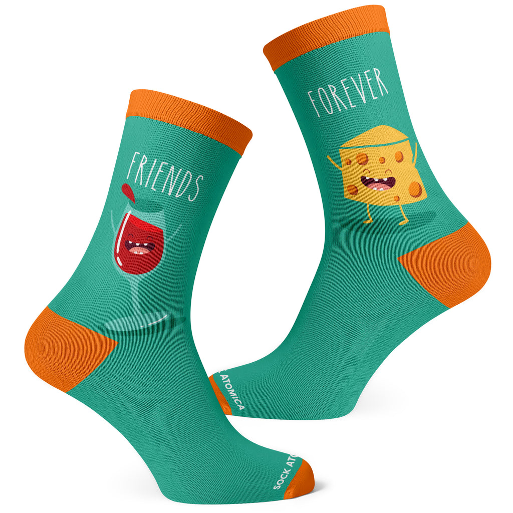 Wine And Cheese Friends Socks