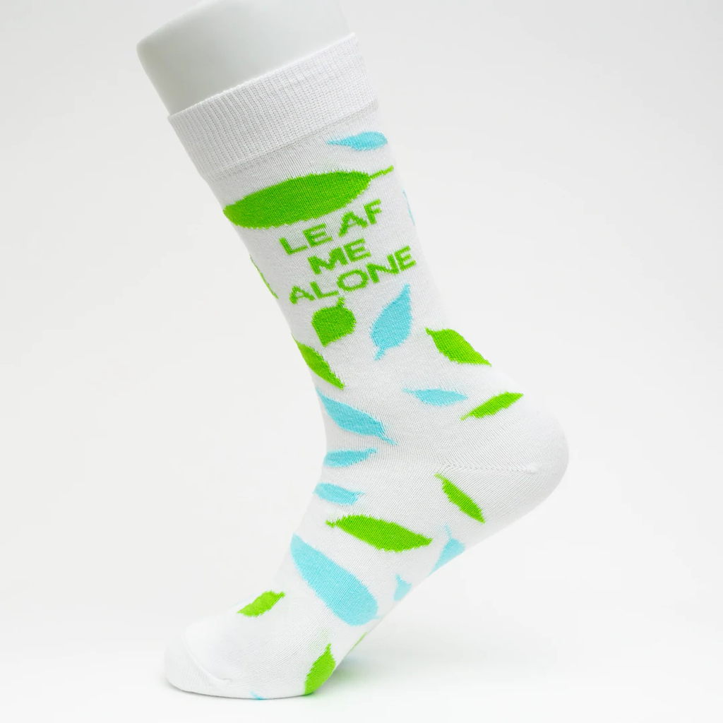Leaf Me Alone Socks | White Socks | Socks To Be You