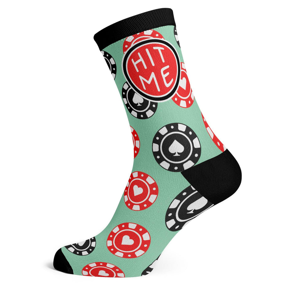Casino Chips Hit Me Socks - Socks To Be You