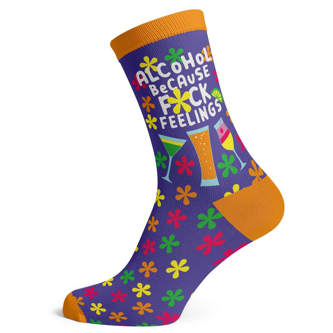 Alcohol Because F-ck Feelings Socks - Socks To Be You